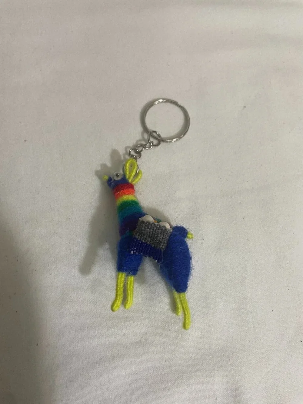 Handmade Woven Rainbow Llama Alpaca Keychain Mini Textile Souvenir Charm